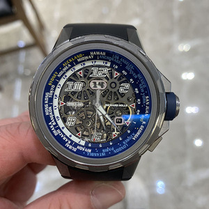 理查德米勒RM63-02世界时钛金属高颜值顶级蓝白配色手表